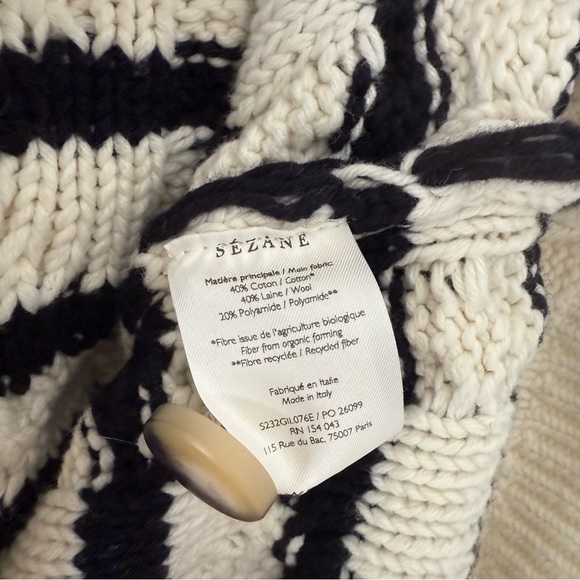 Sezane Sean Cardigan Ecru / Navy - Size S - Picture 7 of 9
